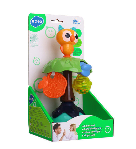 Juguete p/ silla de comer, Búho Inteligente, (con Partes movibles y Ventosa de Sujeción), Unidad